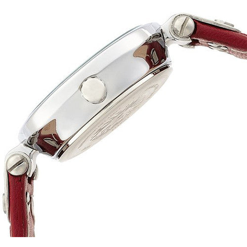 Anne Klein Women's 109443WTRD Silver-Tone White Dial and Red Leather Strap Watch