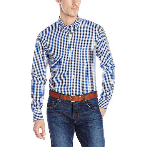 Dockers Men's Long-Sleeve Multi-Color Gingham Button-Front Shirt