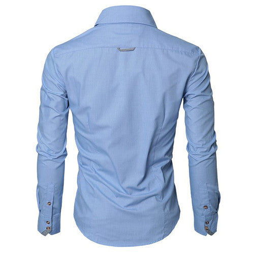 Doublju Mens Casual Shirt with Contrast Neck Band